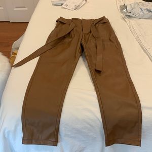 Paper Bag Style Vegan Leather Pants